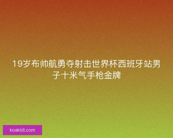 19岁布帅航勇夺射击世界杯西班牙站男子十米气手枪金牌