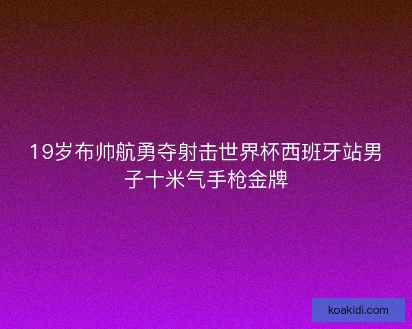 19岁布帅航勇夺射击世界杯西班牙站男子十米气手枪金牌