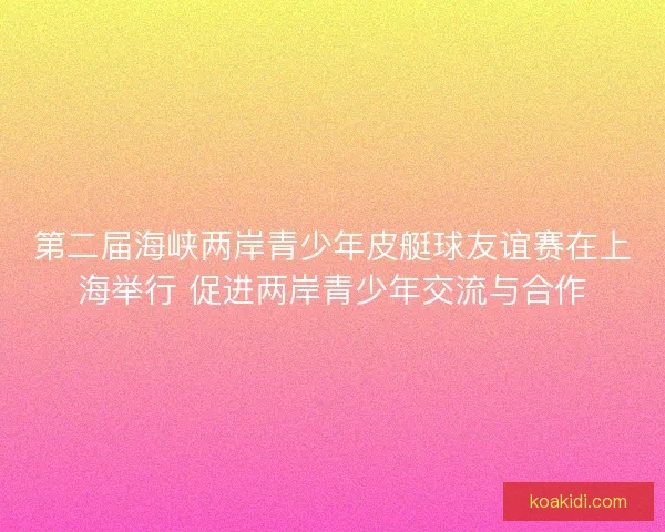 第二届海峡两岸青少年皮艇球友谊赛在上海举行 促进两岸青少年交流与合作